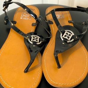 Tommy Hilfiger black sandals. Size 8